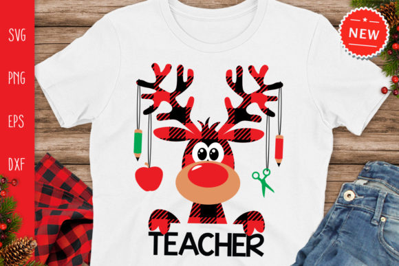 Buffalo Plaid Teacher, Christmas Moose: Graphics & Crafts