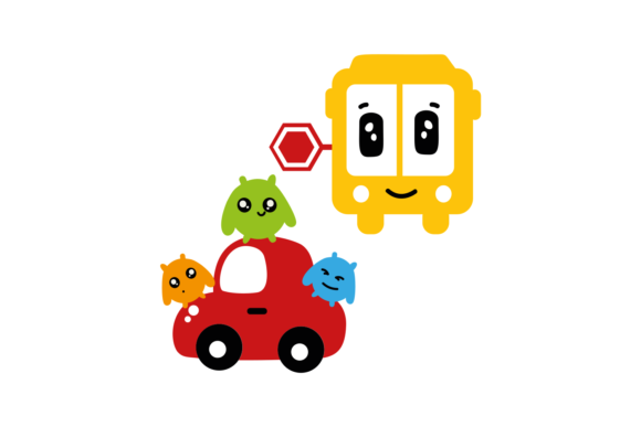 School Bus and Little Monsters: Fun Graphics for Crafts