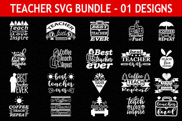 Teacher 20 Quotes Designs Bundle: Graphics for Crafts